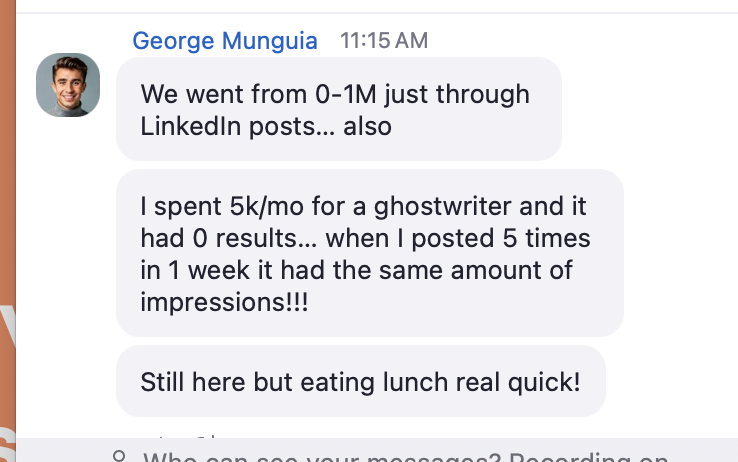 LinkedIn testimonial 1